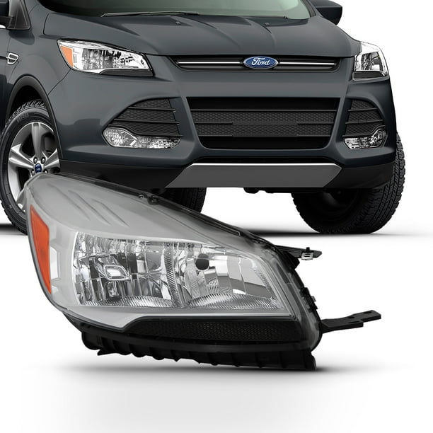 For 2013-2016 Ford Escape SUV Halogen Black Headlight Side Amber Left+Right Pair